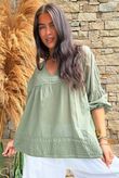 Prairie Pintuck Cotton Smock Khaki